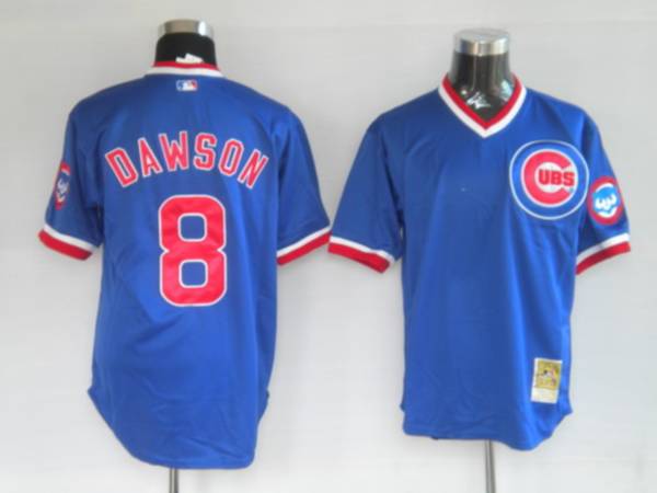 Mitchell and Ness 1987 Cubs #8 Andre Dawson Stitched Blue Throwback MLB Jersey